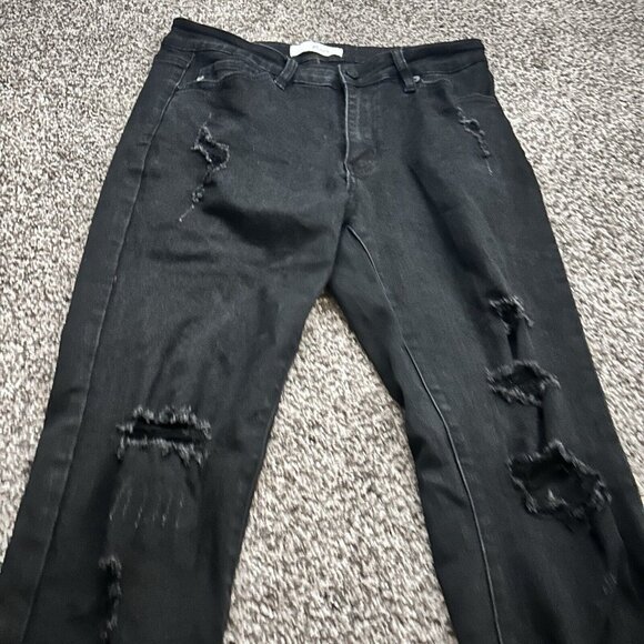 KanCan Black Distressed MidRise Skinny Denim Jeans Style KC5056BK Womens 9/28 - Picture 6 of 14